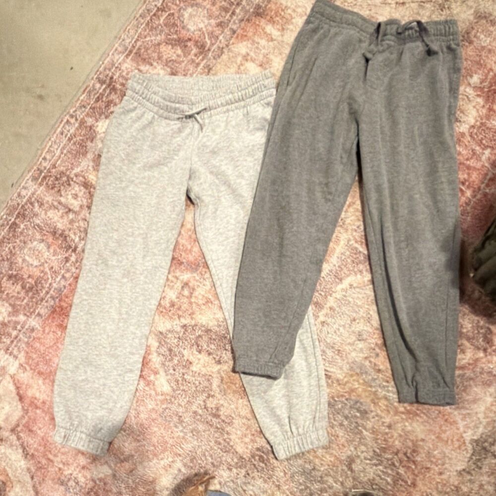 Set of Athletic Works Kids Jogger Pants Gray M (7-8, 8) Drawstring Pockets
